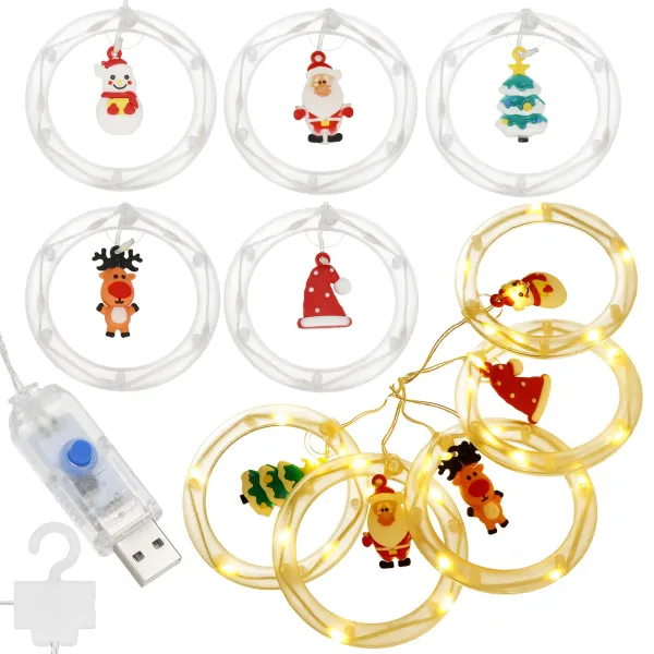 Šviesos užuolaida Springos CL4042 110 LED girlianda, USB lemputės su figūrėlėmis, šiltai balta