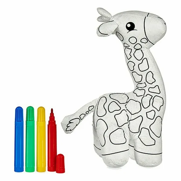 Colouring Plush Pincello White Black Polyester Polyethylene Giraffe (8 Units)
