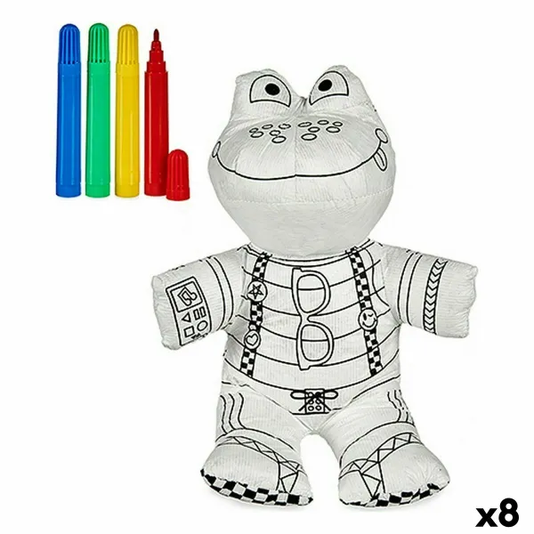 Colouring Plush Pincello White Black Polyester Polyethylene Frog (8 Units)