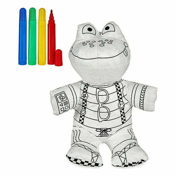 Colouring Plush Pincello White Black Polyester Polyethylene Frog (8 Units)