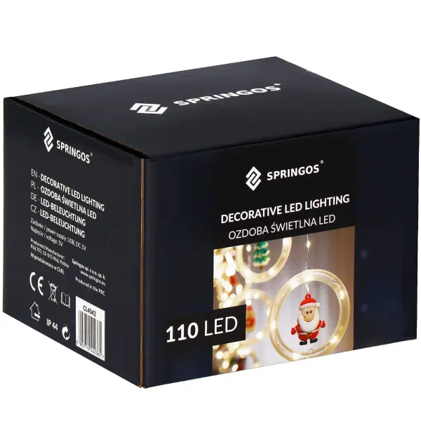 Šviesos užuolaida Springos CL4042 110 LED girlianda, USB lemputės su figūrėlėmis, šiltai balta