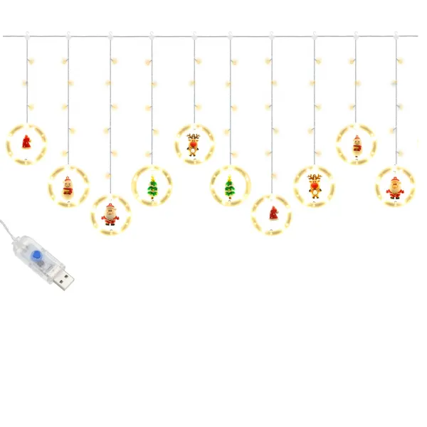 Šviesos užuolaida Springos CL4042 110 LED girlianda, USB lemputės su figūrėlėmis, šiltai balta