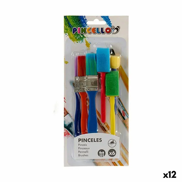 Кисти Pincello Разноцветный набор Губка (12 штук)