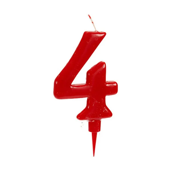 Žvakė Gimtadienio Raudona Numeriai 4 (12 vnt.)