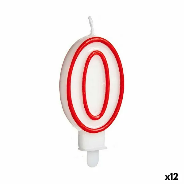 Svece Dzimšanas Diena Balts Sarkans Cipari 0 (12 gb.)