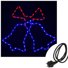 Ziemassvētku dekorācija Springos CL4049 72 LED eglītes lampiņas zvaniņi, zils-sarkans