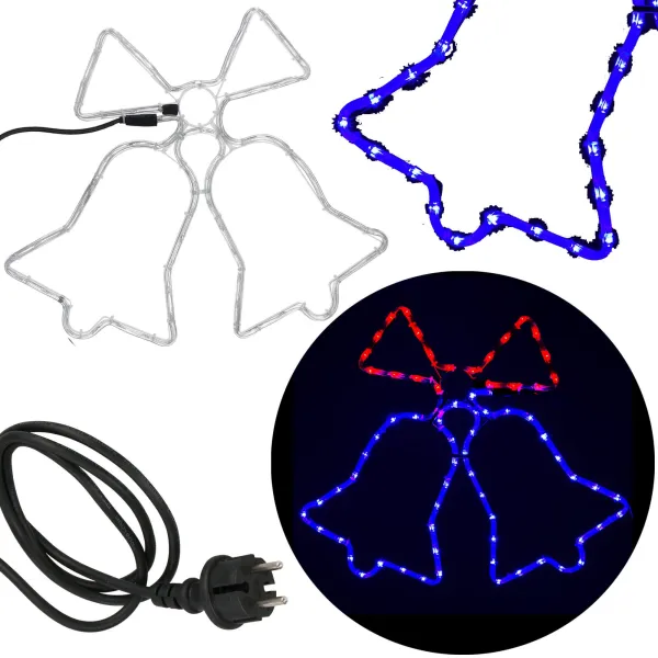 Kalėdinė dekoracija Springos CL4049 72 LED eglutės lemputės varpeliai, mėlyna-raudona