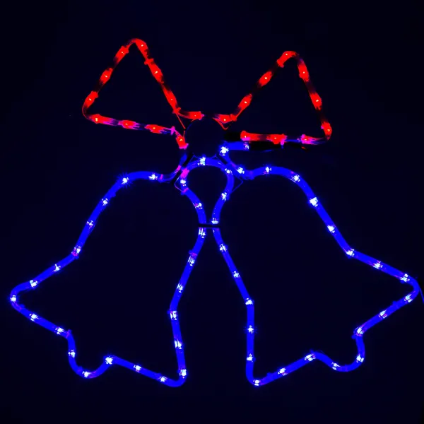 Ziemassvētku dekorācija Springos CL4049 72 LED eglītes lampiņas zvaniņi, zils-sarkans