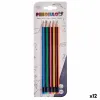 Pencil Set Pincello Yellow Blue Green Multicolour Orange Pink Stripes (12 Units)