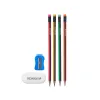 Pencil Set Pincello Yellow Red Green Pink Pencil Sharpener Eraser (12 Units)