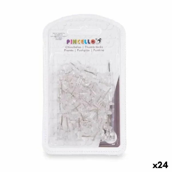 Piešiantys smeigtukai Pincello Skaidrus Metalinis Plastmasinis (24 vnt.)