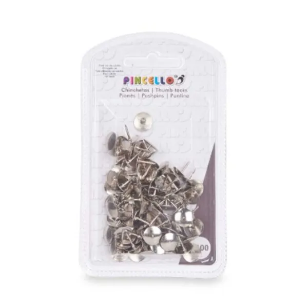 Piešiantys smeigtukai Pincello Sidabras Metalinis (24 vnt.)