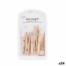 Clamps Pincello Brown Wood Large (24 Units)