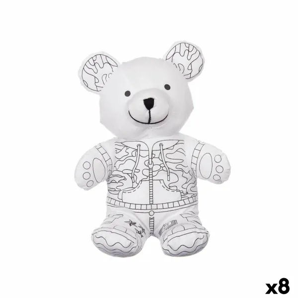 Colouring Plush Pincello White Black Bear (8 Units)
