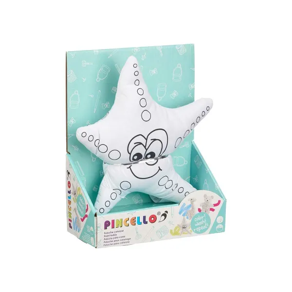 Colouring Plush Pincello White Black Starfish (8 Units)