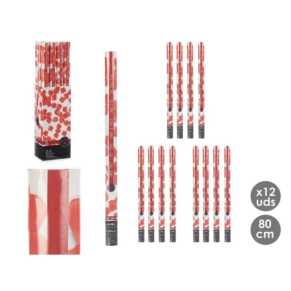 Konfeti paukšķene Sarkans Papīrs Kartons Plastmasa 5 x 79 x 5 cm (12 gb.)