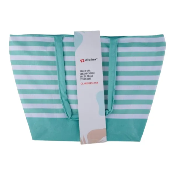Alpina - Striped Beach Bag 49.3x16x34 cm (Turquoise / White)
