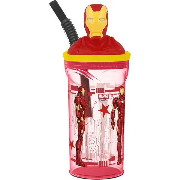 Стакан с Соломинкой The Avengers Iron Man Красный 3D