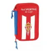 Double zīmuļu futrālis Real Sporting de Gijón Balts Sarkans 12.5 x 19.5 x 4 cm (28 Daudzums)