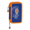 Kahekordne Pliiatsikarp Valencia Basket M854 Sinine Oranž 12.5 x 19.5 x 4 cm (28 Tükid, osad)