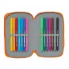 Dvigubo pieštuko dėklas Valencia Basket M854 Mėlyna Oranžinė 12.5 x 19.5 x 4 cm (28 Dalys)