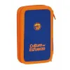 Kahekordne Pliiatsikarp Valencia Basket M854 Sinine Oranž 12.5 x 19.5 x 4 cm (28 Tükid, osad)