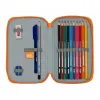Kahekordne Pliiatsikarp Valencia Basket M854 Sinine Oranž 12.5 x 19.5 x 4 cm (28 Tükid, osad)