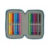 Double Pencil Case BlackFit8 M854 Blue 12.5 x 19.5 x 4 cm (28 Pieces)