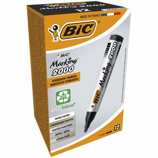 Permanentais marķieris Bic Marking 2000 Melns (12 gb.)