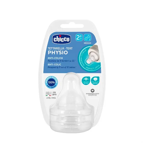 Chicco Physio Nipple 0M+ Silicone F/Slow 2U 