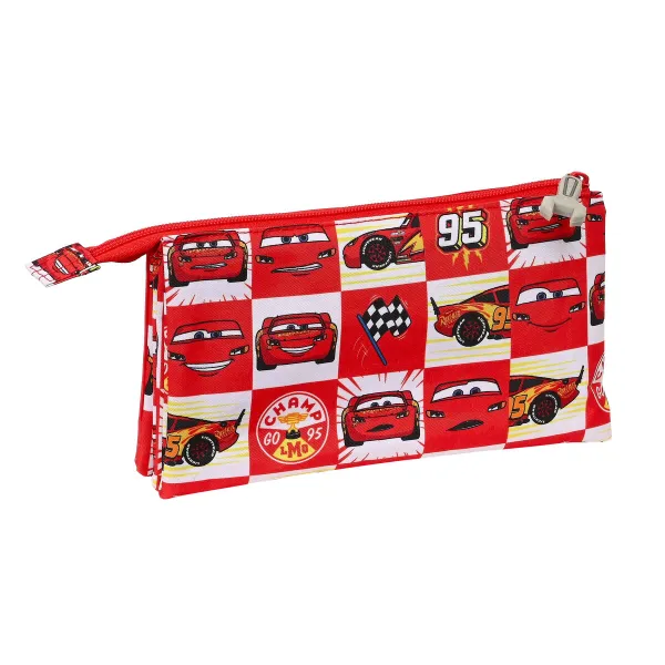 Trīsvietīgs futrālis Cars Let's race Sarkans Balts (22 x 12 x 3 cm)