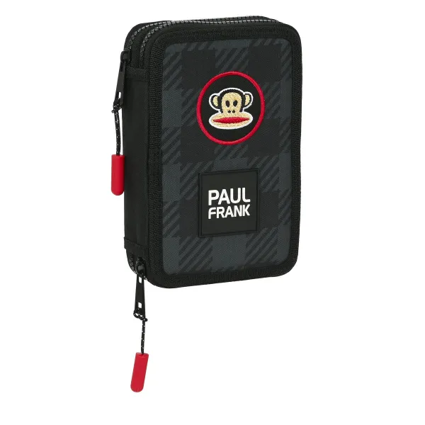 Koululaisen penaali lisätarvikkeilla Paul Frank Campers Musta 12.5 x 19.5 x 4 cm (28 Kappaletta)
