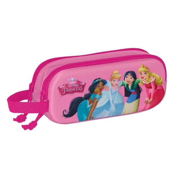 Kaksilokeroinen laukkku Disney Princess Pinkki 21 x 8 x 6 cm 3D