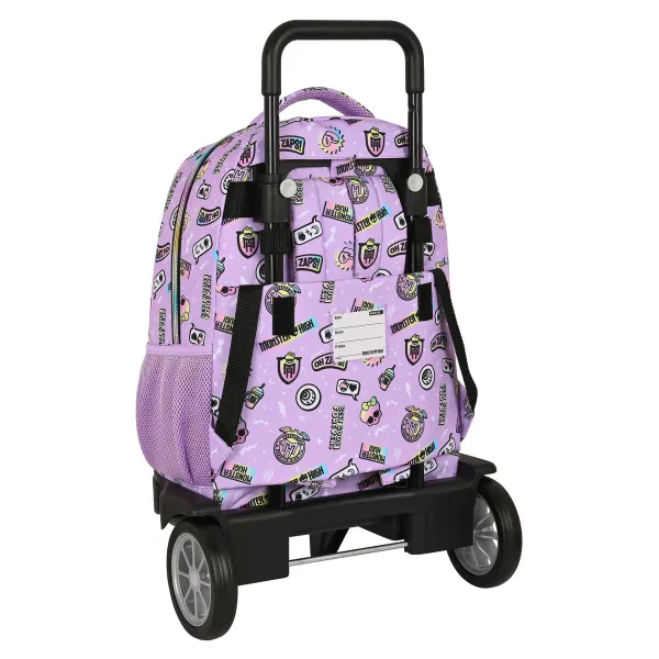 Skolas mugursoma ar riteņiem Monster High Best boos Ceriņš 33 X 45 X 22 cm