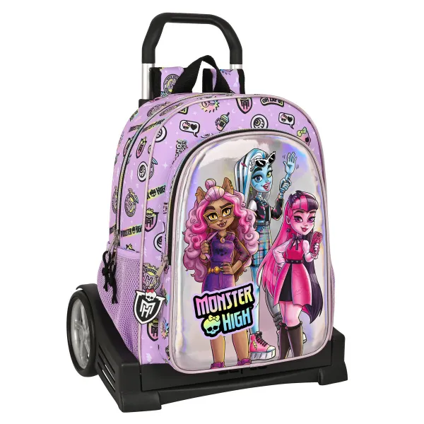 Skolas mugursoma ar riteņiem Monster High Best boos Ceriņš 33 x 42 x 14 cm