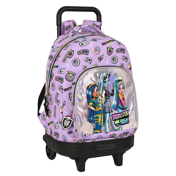 Reppu pyörillä Monster High Best boos Liila 33 X 45 X 22 cm