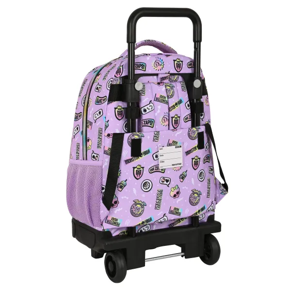 Skolas mugursoma ar riteņiem Monster High Best boos Ceriņš 33 X 45 X 22 cm