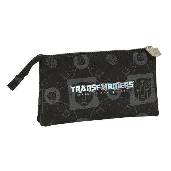 Тройной пенал Transformers Чёрный 22 x 12 x 3 cm