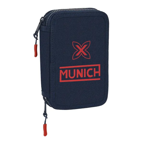 Double zīmuļu futrālis Munich Flash Tumši Zils 12.5 x 19.5 x 4 cm (28 Daudzums)