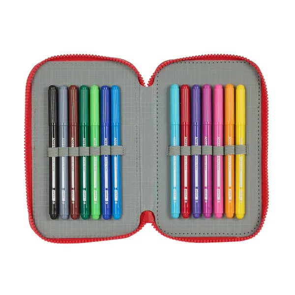 Двойной пенал Sevilla Fútbol Club Чёрный Красный 12.5 x 19.5 x 4 cm (28 Предметы)