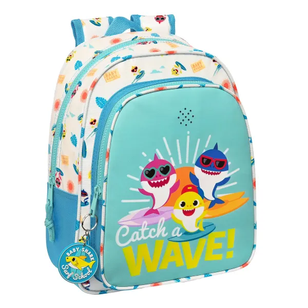 Skolas soma Baby Shark Surfing Zils Balts 27 x 33 x 10 cm