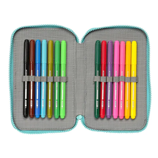 Double Pencil Case Baby Shark Surfing Blue White 12.5 x 19.5 x 4 cm (28 Pieces)