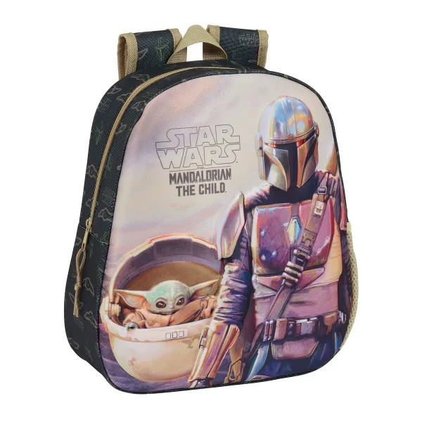 Детский рюкзак 3D The Mandalorian Чёрный Бежевый 27 x 33 x 10 cm
