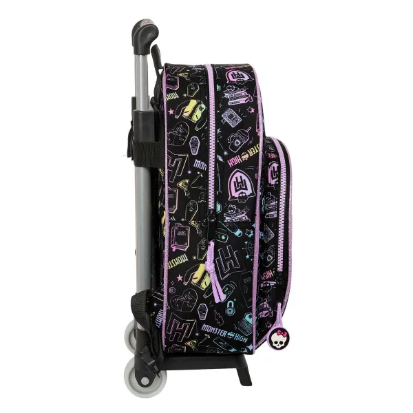 Skolas mugursoma ar riteņiem Monster High Melns 28 x 34 x 10 cm