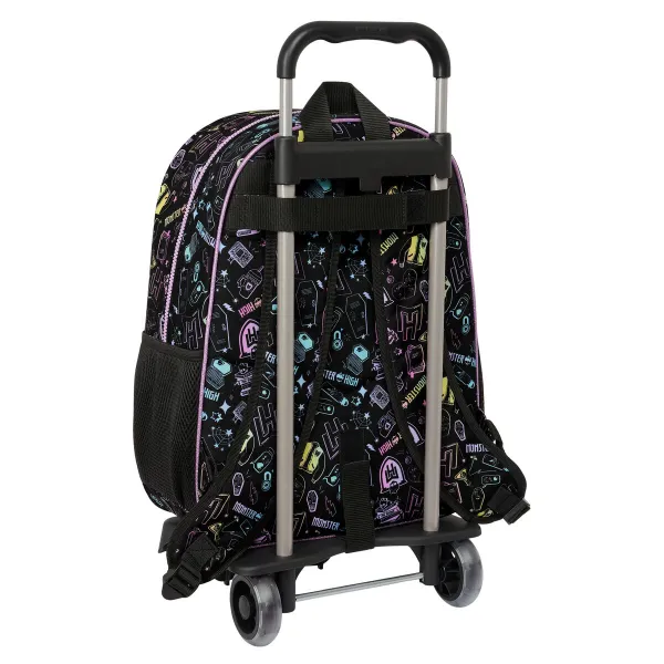 Mokyklinė kuprinė su ratukais Monster High Juoda 33 x 42 x 14 cm