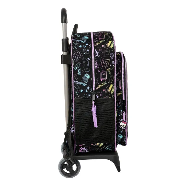 Mokyklinė kuprinė su ratukais Monster High Juoda 33 x 42 x 14 cm