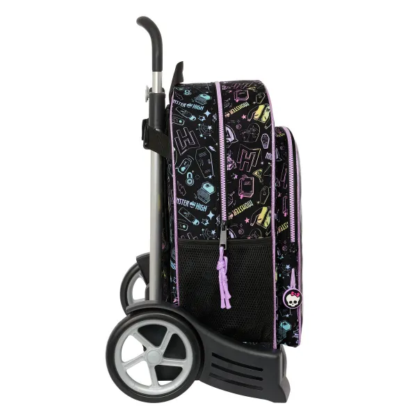 Skolas mugursoma ar riteņiem Monster High Melns 33 x 42 x 14 cm