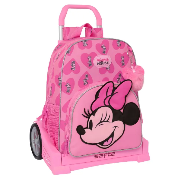 Reppu pyörillä Minnie Mouse Loving Pinkki 33 x 42 x 14 cm
