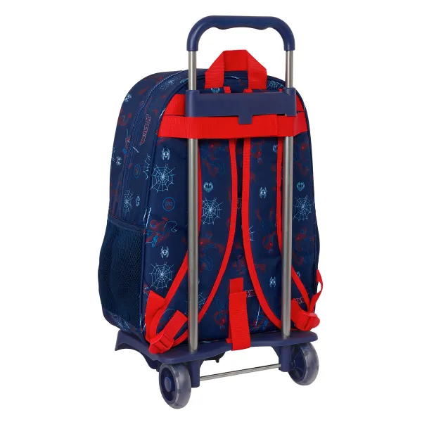 Skolas mugursoma ar riteņiem Spider-Man Neon Tumši Zils 33 x 42 x 14 cm