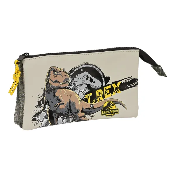 Trīsvietīgs futrālis Jurassic World Warning Pelēks 22 x 12 x 3 cm